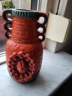 Oranje vintage Vloervaas van aardewerk met zes oren, Antiek en Kunst, Ophalen of Verzenden