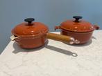 2 Le Creuset La Mama 17 cm Burnt Orange in nieuwstaat, Huis en Inrichting, Gietijzer, Ophalen of Verzenden, Zo goed als nieuw