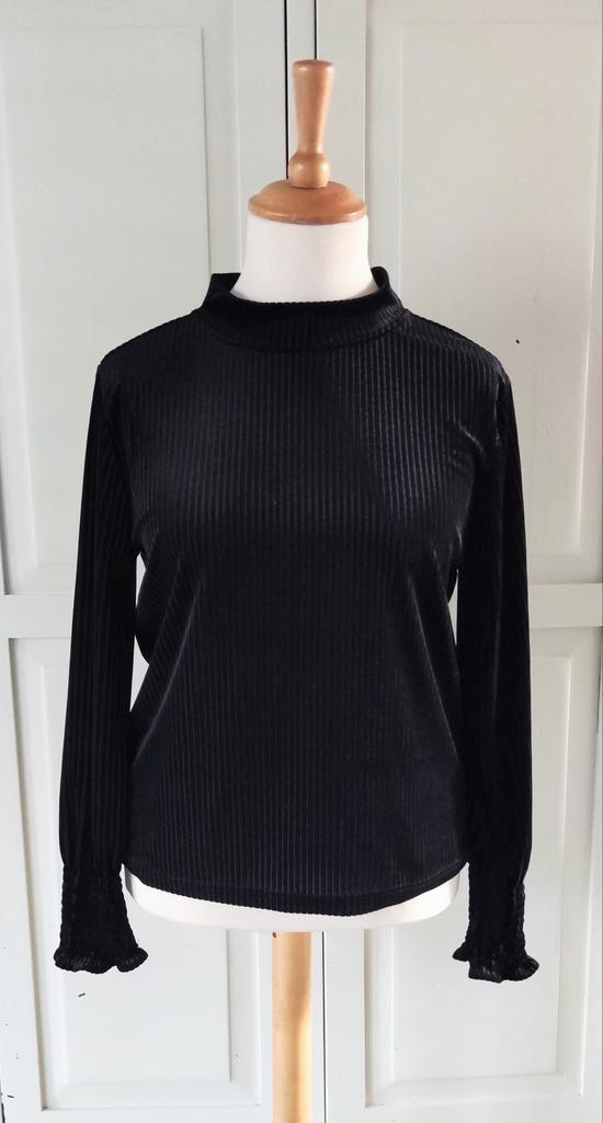 CL Essentials zwarte rib top met col maat XXL, Kleding | Dames, Tops, Zo goed als nieuw, Maat 46/48 (XL) of groter, Zwart, Lange mouw