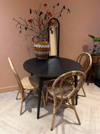 Bamboe bohemian eettafel stoelen, Huis en Inrichting, Stoelen, Ophalen, Gebruikt, Bruin, Riet of Rotan