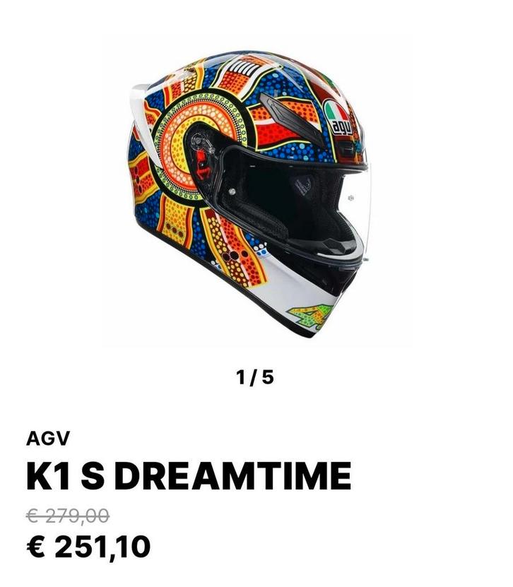 AGV K1S Dreamtime Rossi, Motoren, Kleding | Motorhelmen, Integraalhelm, M, AGV, Tweedehands, Ophalen of Verzenden