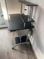 Computerbureau Zwart/Grijs met Toetsenbordlade, Ophalen, Gebruikt, Metaal, 40 tot 80 cm