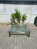 Glazen Bijzettafel - Metalen frame, Huis en Inrichting, Tafels | Bijzettafels, Ophalen, Minder dan 45 cm, Vierkant, 75 cm of meer