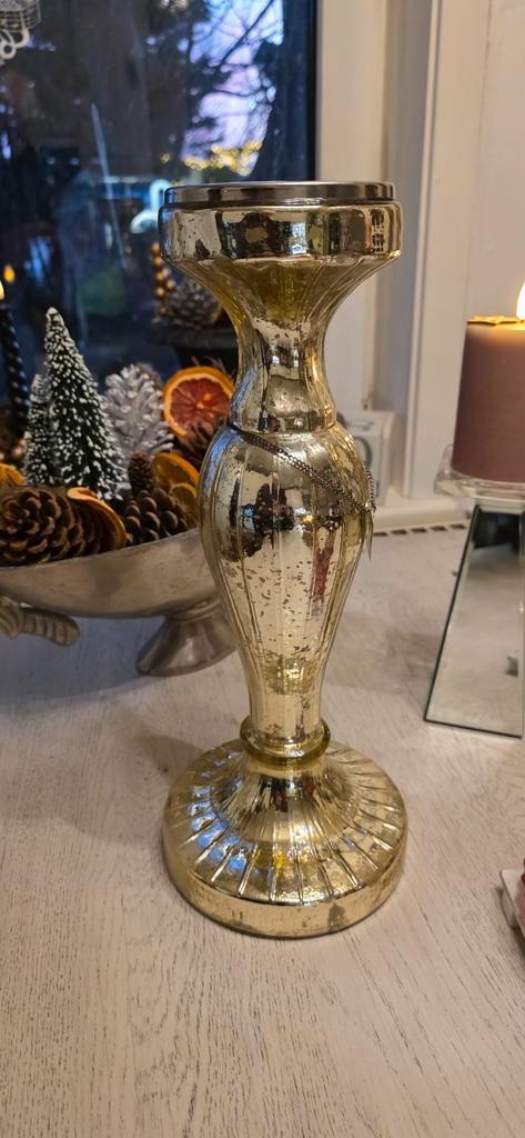 Riviera Maison Gouden Kandelaar van Glas, Huis en Inrichting, Woonaccessoires | Zuilen en Pilaren, Zo goed als nieuw, Ophalen
