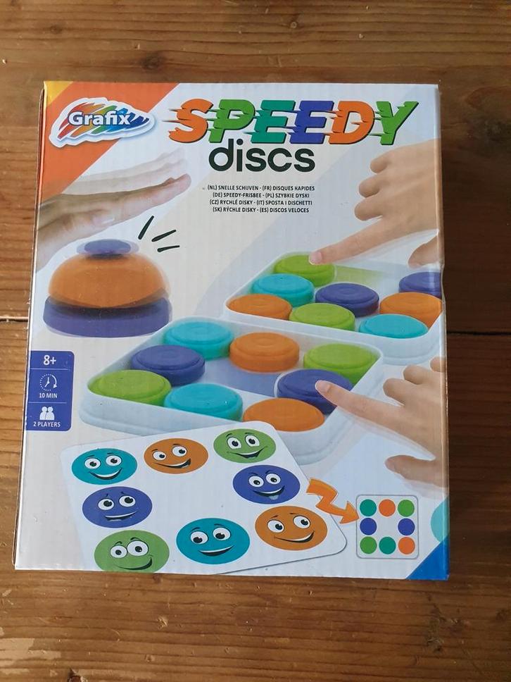 Speedy Discs - Grafix - Leuk reactiespel!, Hobby en Vrije tijd, Gezelschapsspellen | Overige, Zo goed als nieuw, Een of twee spelers