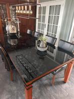 Kersenhouten Tafel met zwart glazen blad, Ophalen