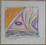 Krijttekening l'oeil  + Gedicht Simon Vinkenoog 1993, Antiek en Kunst, Ophalen of Verzenden