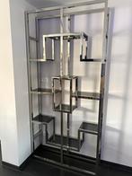 Zilveren vakkenkast/wandkast met smokeglas, Ophalen, 100 tot 150 cm, 200 cm of meer, Zo goed als nieuw