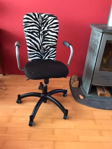 Bureaustoel met wieltjes en verstelbaar, zebraprint beschikbaar voor biedingen