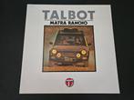 Brochure Talbot Matra Rancho 1979, Ophalen of Verzenden, Zo goed als nieuw