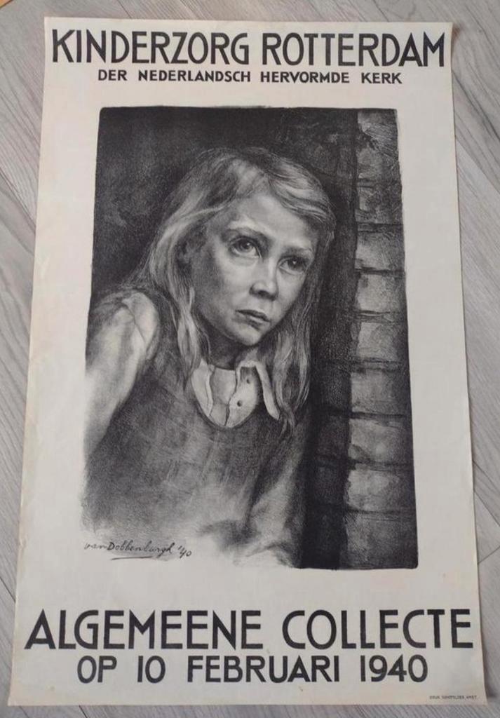 Kinderzorg Rotterdam Affiche 1940, Verzamelen, Posters, Gebruikt, Reclame, A1 t/m A3, Rechthoekig Staand, Ophalen of Verzenden