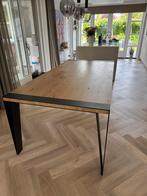 Eiken eettafel, zwart stalen poten - 6 persoons, Huis en Inrichting, Tafels | Eettafels, Ophalen, Gebruikt, 100 tot 150 cm, Eikenhout
