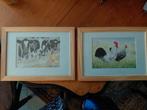 twee  leuke schilderijtjes boerderij dieren, Antiek en Kunst, Kunst | Schilderijen | Modern, Ophalen of Verzenden