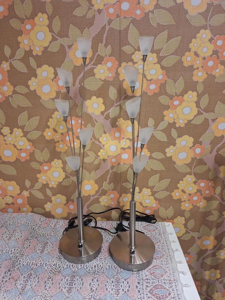 Designer Jan des Bouvrie Lampen Set, Huis en Inrichting, Lampen | Tafellampen, Gebruikt, 50 tot 75 cm, Glas, Metaal, Ophalen of Verzenden
