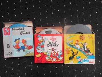 kinderfilm super 8, 3 stuks, popeye, silvester, hans Grietje beschikbaar voor biedingen