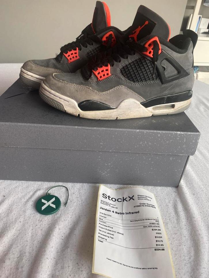 Jordan 4 infrared, Kleding | Heren, Schoenen, Gedragen, Sneakers of Gympen, Zwart, Ophalen of Verzenden