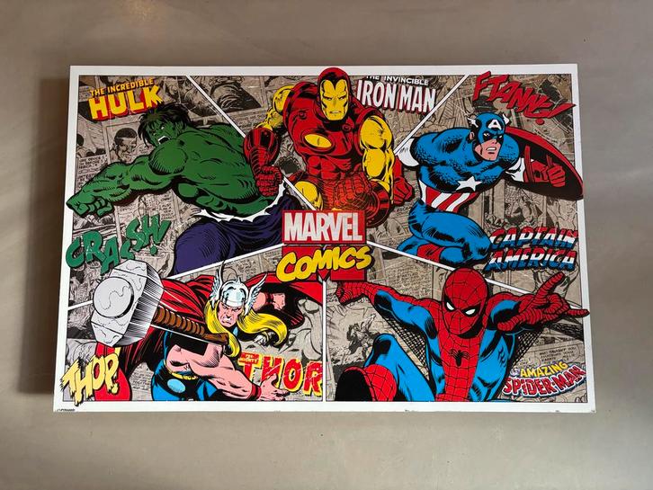 Marvel Hardboard Kunstwerk - Hulk, Iron Man, Thor, Huis en Inrichting, Woonaccessoires | Schilderijen, Tekeningen en Foto's, Zo goed als nieuw