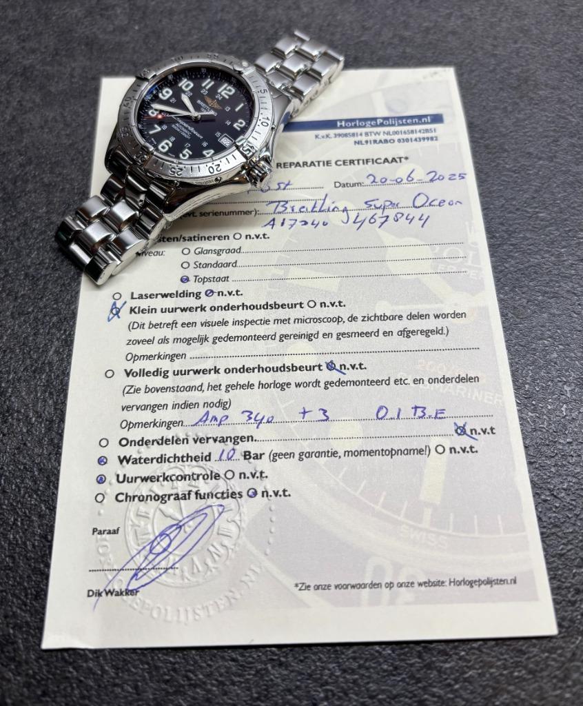 Breitling Superocean A17340 heren horloge 42mm stalen band, Staal, Breitling, Polshorloge, Postbus163