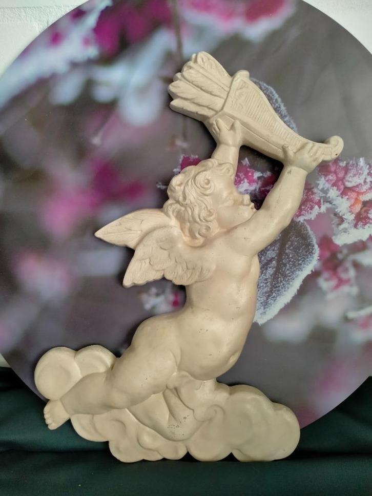 Brocante engelenbeeld/ muurbeeld, Antiek en Kunst, Curiosa en Brocante, Ophalen of Verzenden