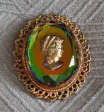 Vintage Broche Cameo Intaglio Crystal Glas 1960s 5,5 cm, Overige materialen, 4 tot 7 cm, Gebruikt, Met kristal