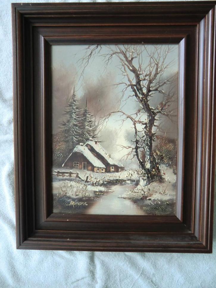 Schilderij Winterlandschap 40x30cm, Antiek en Kunst, Kunst | Schilderijen | Klassiek, Ophalen of Verzenden
