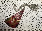 Vintage retro boho rode emaille ketting hanger kettinghanger, Overige materialen, Verstelbaar, Ophalen of Verzenden, Zo goed als nieuw