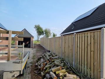 Grenen schutting met grijs/antraciet paal en plaat! beschikbaar voor biedingen