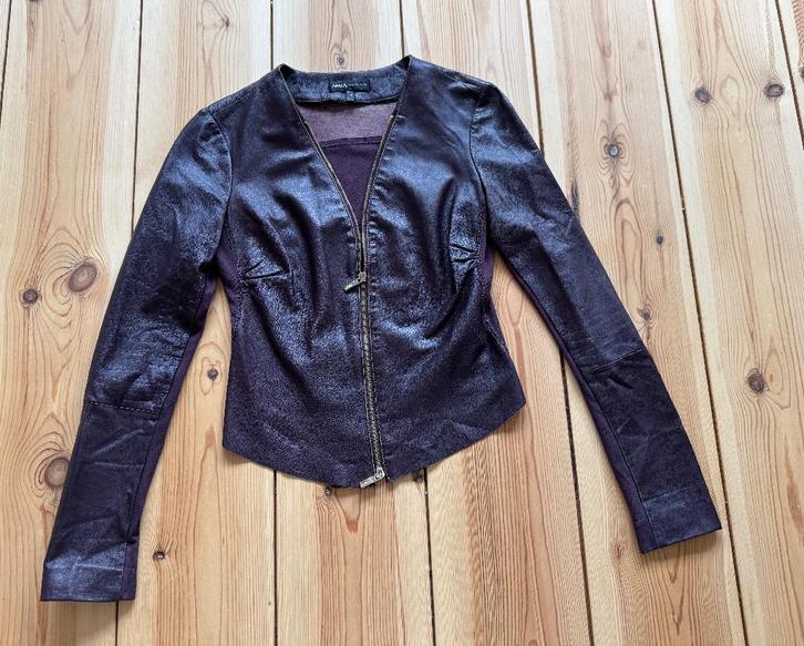 ARMA leren jasje - Paars / Burgundy leer – maat 36 / Small, Kleding | Dames, Jasjes, Kostuums en Pakken, Zo goed als nieuw, Jasje