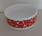 Vintage Arcopal Lotus schaal met rode oranje bloemen, Ophalen of Verzenden, Overige stijlen, Glas, Schaal of Schalen