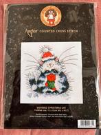 Borduurpakket kat met kerstmuts van Anchor, Ophalen of Verzenden, Zo goed als nieuw, Borduurpakket