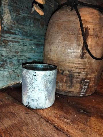 Brocante leuk windlichtje Zilverkleurig glas beschikbaar voor biedingen