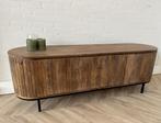 Magazijn Leegverkoop TV meubel retro Remi mangohout ribbel, Nieuw, Ophalen of Verzenden, Info@wkhome.nl, Argonweg 20 Amersfoort