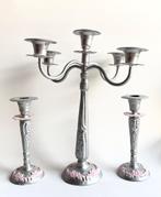 Prinses kandelaar set roze vintage gietijzer, Antiek en Kunst, Ophalen of Verzenden, Overige materialen