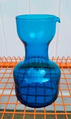 Vintage blauw vaasje kannetje glas glaswerk glazen, Minder dan 50 cm, Glas, Blauw, Gebruikt