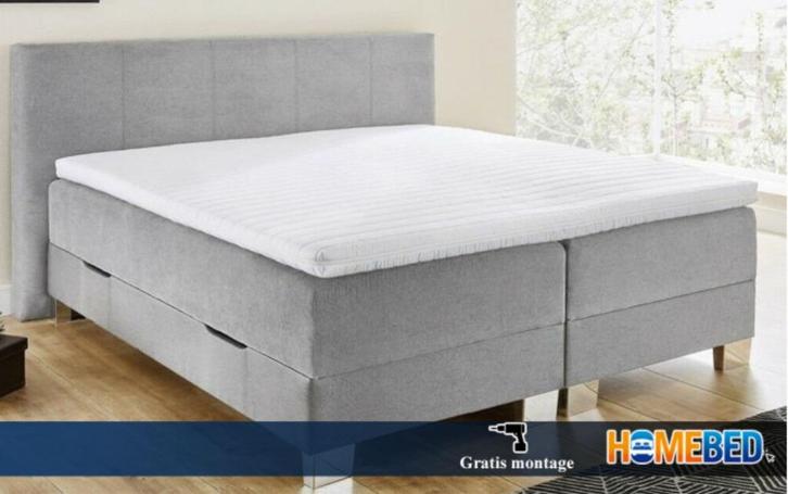 Boxspring Gerind 180 x 200, Huis en Inrichting, Slaapkamer | Boxsprings, Nieuw, 180 cm, 200 cm, Tweepersoons, Grijs, Ophalen of Verzenden