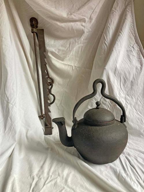 Haardpot met vuurhaak, vuurijzer, heugel, schoorsteenhaal, Antiek en Kunst, Antiek | Keukenbenodigdheden, Ophalen