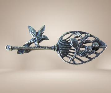 Mooie 925 zilver nieuwe ART NOUVEAU vogel tak kristal broche beschikbaar voor biedingen