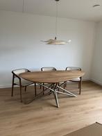 Eikenhout eettafel met champagne poten, Huis en Inrichting, Tafels | Eettafels, Ophalen, Eikenhout, 200 cm of meer, 50 tot 100 cm