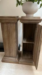 2 houten pilaren eiken console, Ophalen, Gebruikt