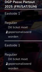 2 passepartouts vr-za-zo Eastside 1 GP Zandvoort Formule 1, Tickets en Kaartjes, Twee personen, Augustus