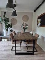 Eettafel en bijzettafeltje, Huis en Inrichting, Tafels | Eettafels, Ophalen, Gebruikt, Teakhout, 200 cm of meer