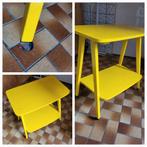 Retro tv tafel bijzettafel geel, Huis en Inrichting, Tafels | Bijzettafels, Minder dan 55 cm, Rond, Zo goed als nieuw, Ophalen