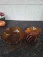 Vintage retro schaal set appel (7 stuks totaal) amber kleur, Antiek en Kunst, Ophalen of Verzenden