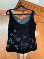 Laura ashley velvet vintage top geborduurde rozen zwart, Maat 38/40 (M), Verzenden, Zwart, Zo goed als nieuw