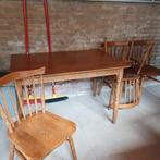 licht eiken eethoek 4 stoelen., Ophalen, Gebruikt, Hout