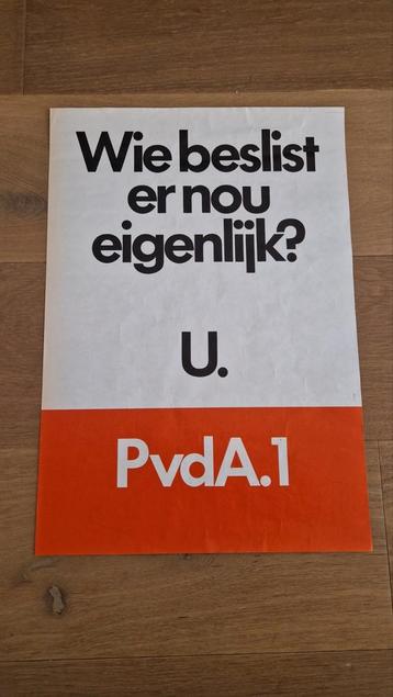 Vintage poster PvdA verkiezingen jaren 60 / 70  beschikbaar voor biedingen