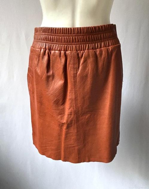TRANSMISSION Bruin leer rok  Maat S, Kleding | Dames, Rokken, Zo goed als nieuw, Maat 36 (S), Zwart, Ophalen of Verzenden