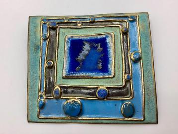 Vintage keramische broche emaille desig broche handgemaakt beschikbaar voor biedingen