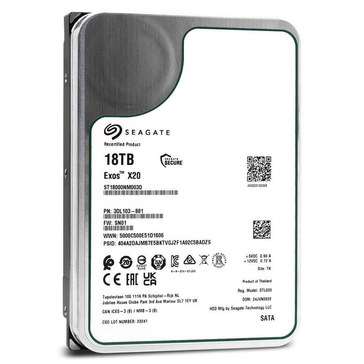 Seagate Exos 18TB (30 op voorraad), Computers en Software, Harde schijven, Zo goed als nieuw, Desktop, Intern, HDD, SATA, Ophalen of Verzenden