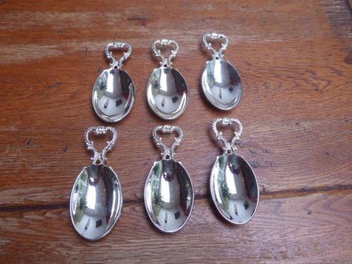 6 mooi vormgegeven verzilverde amuselepels, Antiek en Kunst, Antiek | Woonaccessoires, Ophalen of Verzenden